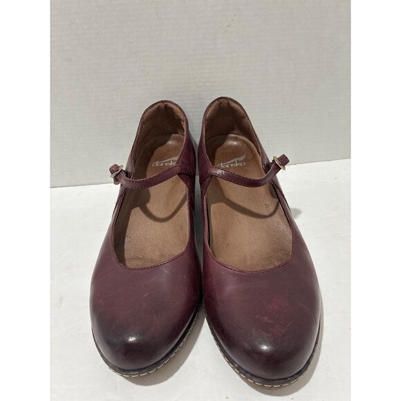 Dansko Loralie Burnished Red Wine Wedge Heel Mary Jane Shoes 6900221200 Sz 39 - Picture 2 of 6
